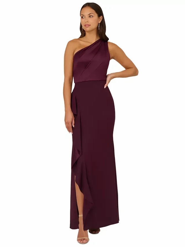 Adrianna Papell Women's One-Shoulder Draped Gown